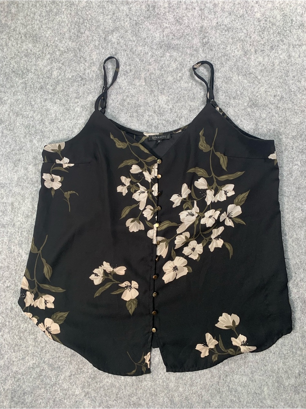 Dynamite Black Floral Button-Front Camisole
